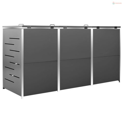 Acél tároló három gurítható szemeteskukához 207x77,5x112,5 cm