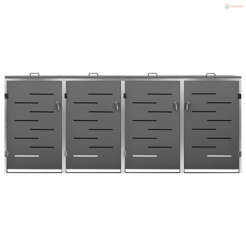 Acéltároló négy gurítható szemeteskukához 276,5x77,5x112,5 cm