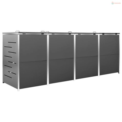 Acéltároló négy gurítható szemeteskukához 276,5x77,5x112,5 cm