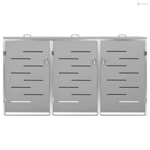 Acél tároló három gurítható szemeteskukához 207x77,5x112,5 cm