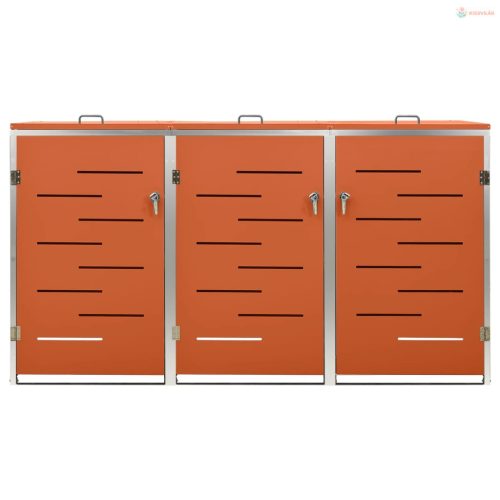 Acél tároló három gurítható szemeteskukához 207x77,5x112,5 cm