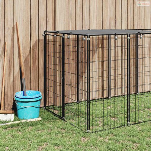 Fekete acél kutyakennel 330 x 110 x 110 cm