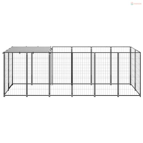 Fekete acél kutyakennel 330 x 110 x 110 cm
