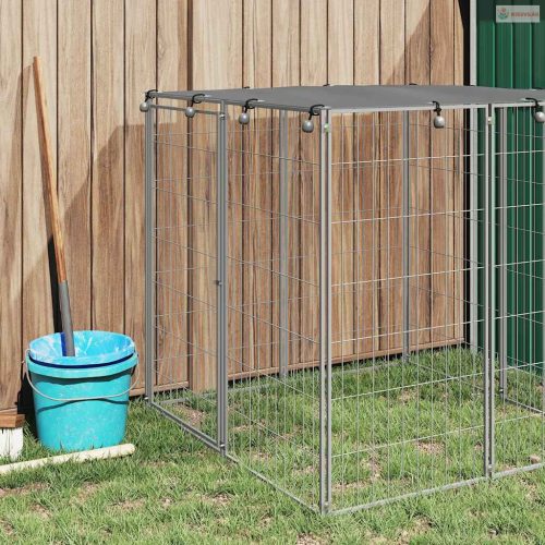 Ezüstszínű acél kutyakennel 110 x 110 x 110 cm