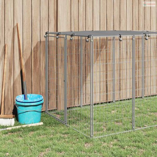 Ezüstszínű acél kutyakennel 330 x 110 x 110 cm