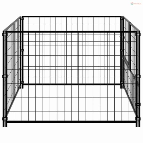 Fekete acél kutyakennel 100 x 100 x 70 cm