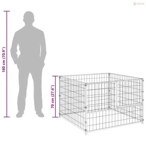 Fekete acél kutyakennel 100 x 100 x 70 cm