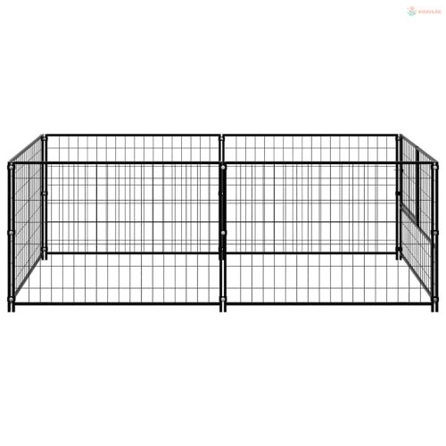 Fekete acél kutyakennel 200 x 100 x 70 cm