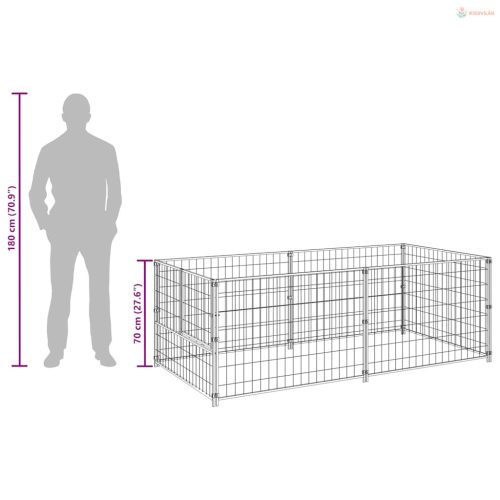 Fekete acél kutyakennel 200 x 100 x 70 cm