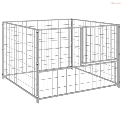 Ezüst acél kutyakennel 100 x 100 x 70 cm