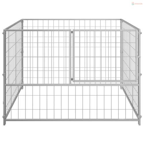 Ezüst acél kutyakennel 100 x 100 x 70 cm
