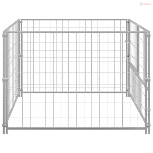 Ezüst acél kutyakennel 100 x 100 x 70 cm