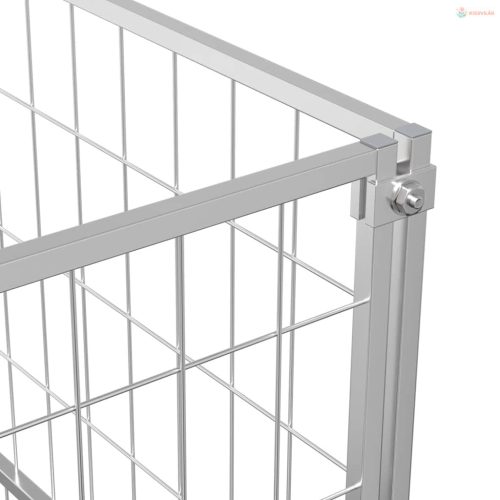 Ezüst acél kutyakennel 100 x 100 x 70 cm