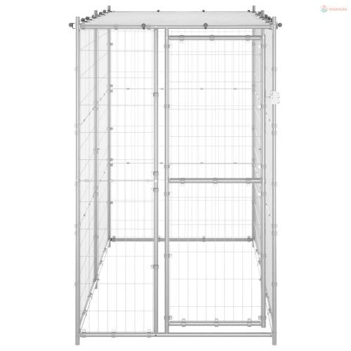 Kültéri horganyozott acél kutyakennel tetővel 110x220x180 cm