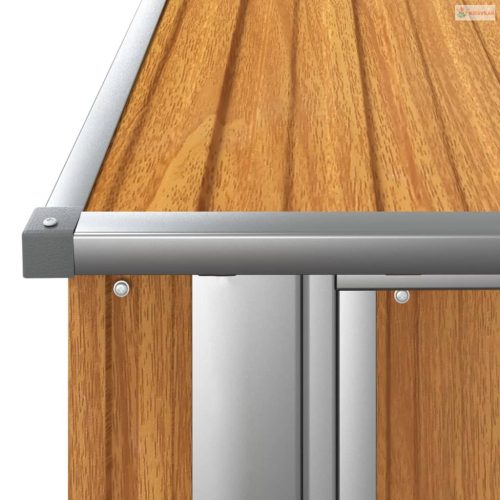 Horganyzott acél, fahatású kerti fészer 180,5 x 97 x 209,5 cm