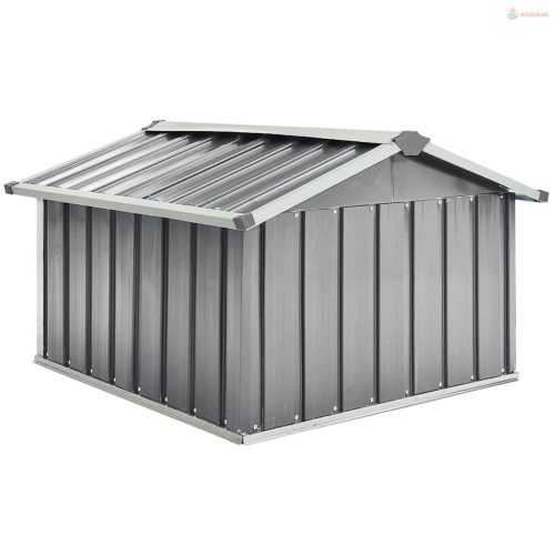 Szürke horganyzott acél kerti robotfűnyíró-tároló 92x97x63 cm