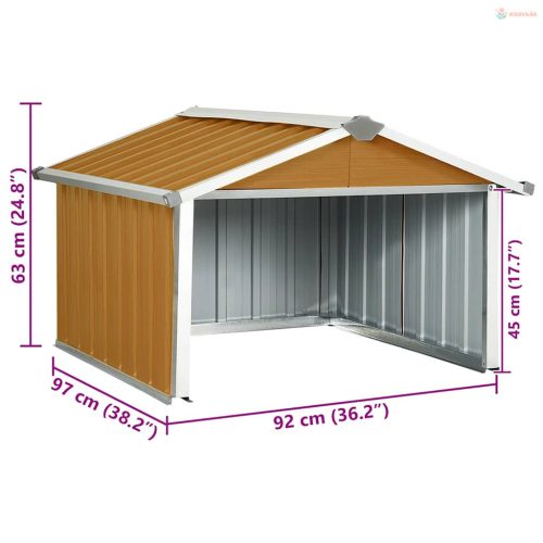 Barna horganyzott acél kerti robotfűnyíró-tároló 92x97x63 cm