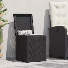 Fekete PP rattan kerti tároló doboz 90 L
