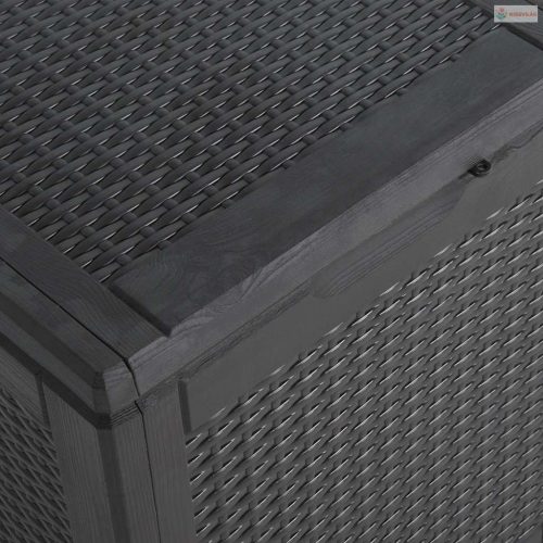 Fekete PP rattan kerti tároló doboz 90 L