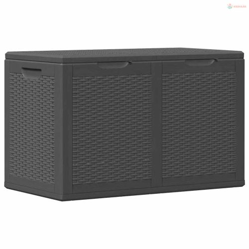 Fekete PP rattan kerti tárolóláda 180 L