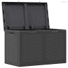Fekete PP rattan kerti tárolóláda 180 L