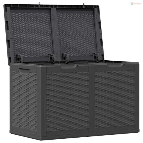 Fekete PP rattan kerti tárolóláda 180 L
