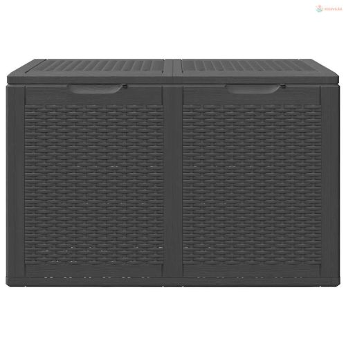 Fekete PP rattan kerti tárolóláda 180 L