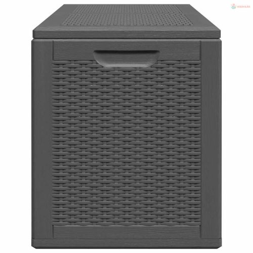 Fekete PP rattan kerti tárolóláda 180 L