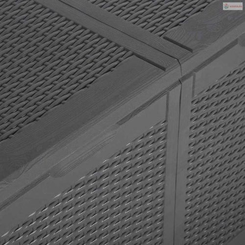 Fekete PP rattan kerti tárolóláda 180 L