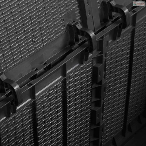 Fekete PP rattan kerti tárolóláda 180 L