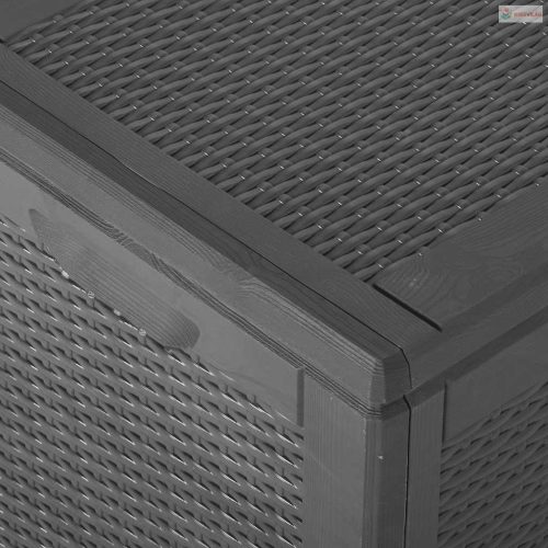Fekete PP rattan kerti tárolóláda 180 L