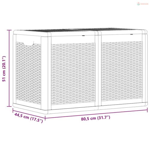 Fekete PP rattan kerti tárolóláda 180 L