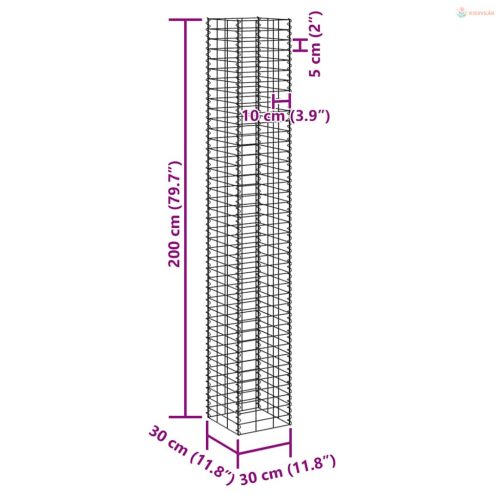 3 db vas gabion magaságyás 30 x 30 x 200 cm