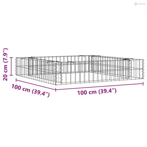 Horganyzott acél gabion magaságyás 100 x 100 x 20 cm