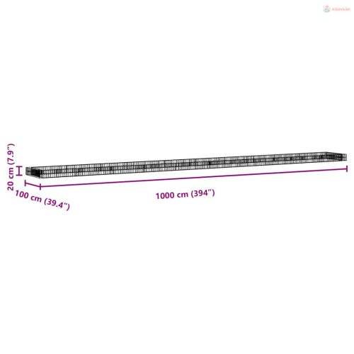 Horganyzott acél gabion magaságyás 1000 x 100 x 20 cm