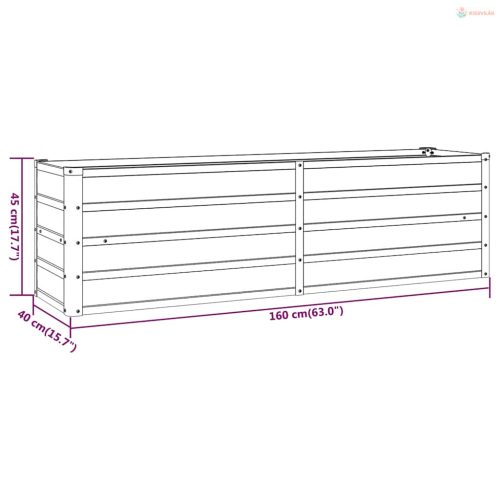 Rozsda színű corten acél kerti magaságyás 160 x 40 x 45 cm
