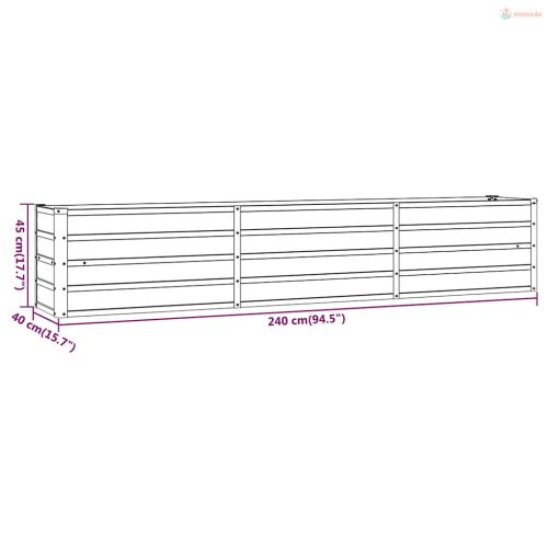 Rozsda színű corten acél kerti magaságyás 240 x 40 x 45 cm
