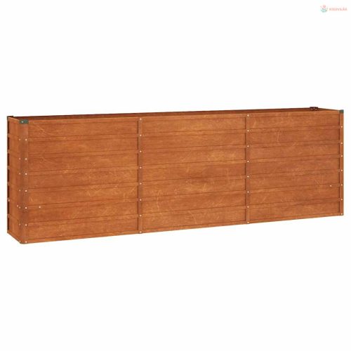 Rozsda színű corten acél kerti magaságyás 240 x 40 x 77 cm