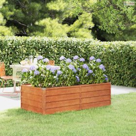   Rozsda színű corten acél kerti magaságyás 160 x 80 x 45 cm