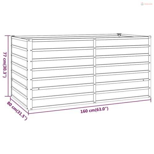 Rozsda színű színű corten acél kerti magaságyás 160x80x77 cm