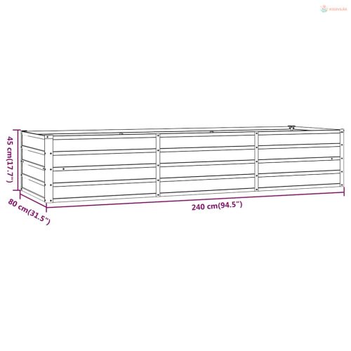 Rozsda színű corten acél kerti magaságyás 240 x 80 x 45 cm