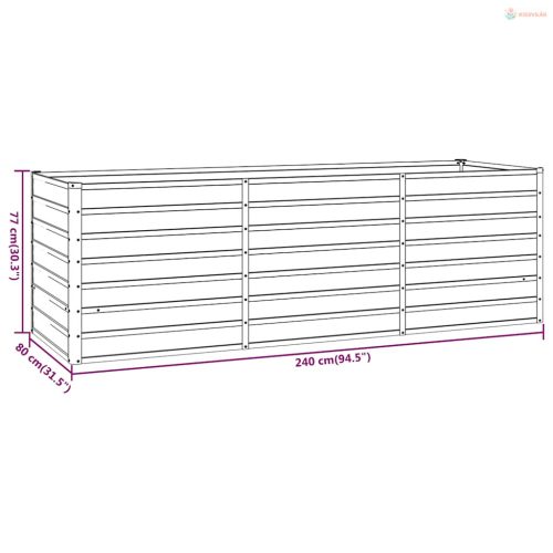 Rozsda színű corten acél kerti magaságyás 240 x 80 x 77 cm