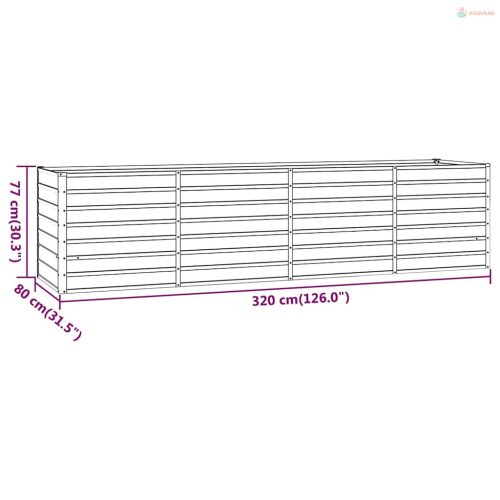 Rozsda színű corten acél kerti magaságyás 320 x 80 x 77 cm