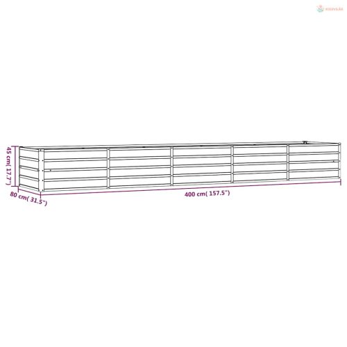 Rozsda színű corten acél kerti magaságyás 400 x 80 x 45 cm