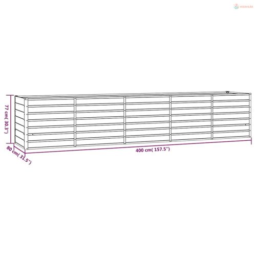 Rozsda színű corten acél kerti magaságyás 400 x 80 x 77 cm