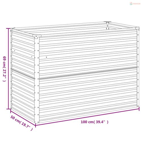 Corten acél kerti magaságyás 100 x 50 x 69 cm