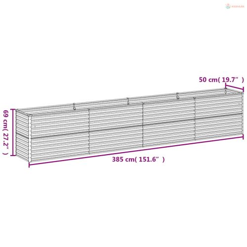 Corten acél kerti magaságyás 385 x 50 x 69 cm