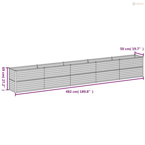 Corten acél kerti magaságyás 482 x 50 x 69 cm