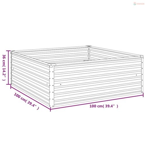 Corten acél kerti magaságyás 100x100x36 cm