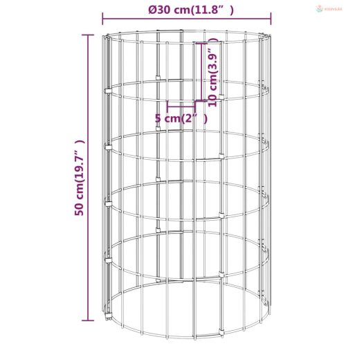 3 db kör alakú horganyzott acél gabion magaságyás Ø30 x 50 cm